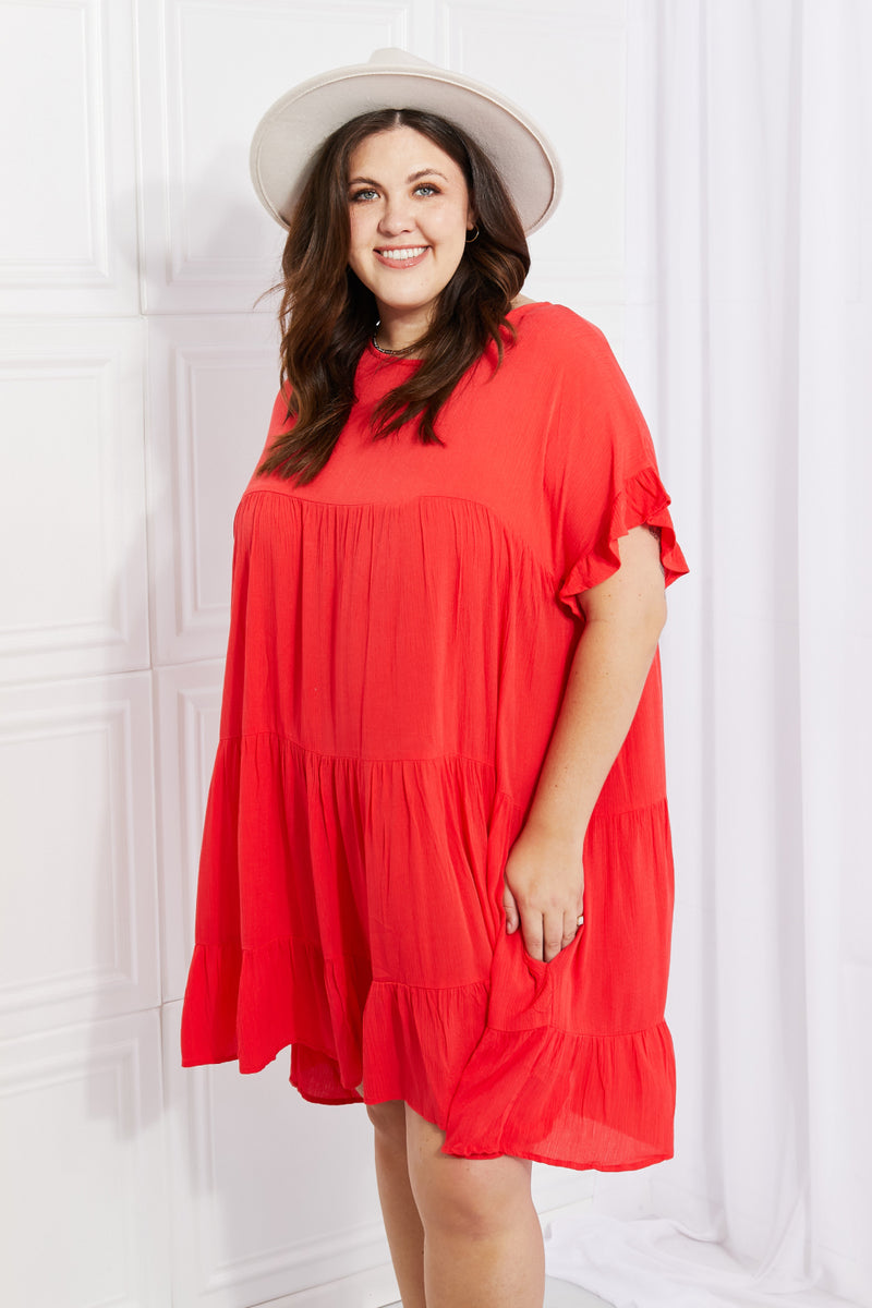 Tessa Full Size Tulip Fields Tiered Midi Dress