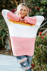Emmie Plus Size Color Block Round Neck Sweater