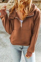 Laura Half-Zip Thumbhole Sleeve Hoodie