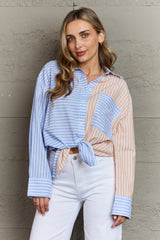 Elizabeth Striped Multicolored Button Down Top