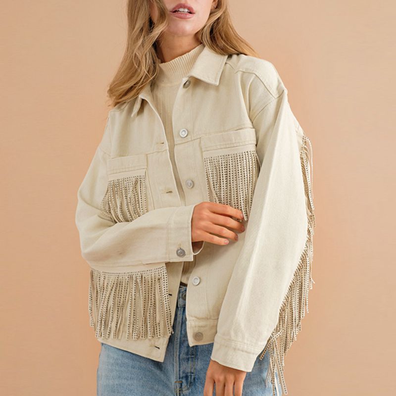 Amara Fringe Detail Dropped Shoulder Denim Jacket