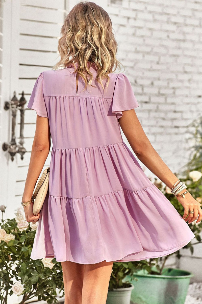 Karina Puff Sleeve Tiered Mini Dress