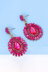 Blake Teardrop Shape Glass Stone Dangle Earrings