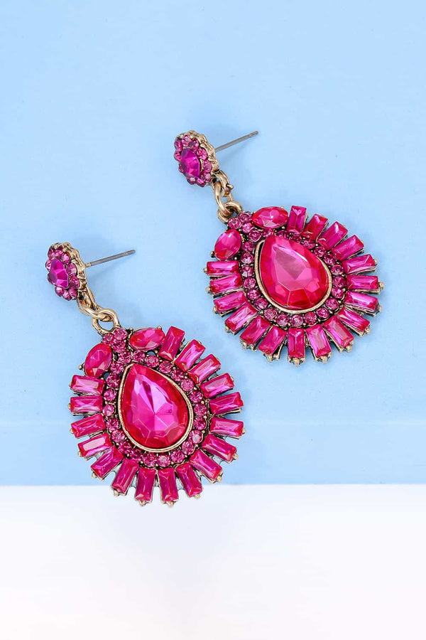 Blake Teardrop Shape Glass Stone Dangle Earrings