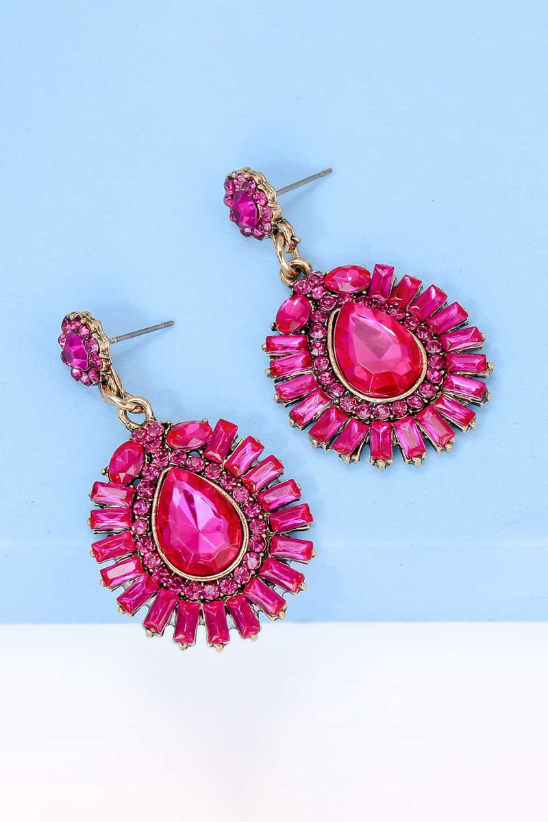 Blake Teardrop Shape Glass Stone Dangle Earrings