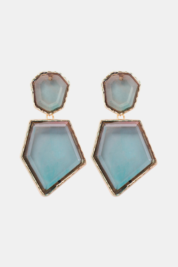 Luisa Geometrical Shape Zinc Alloy Frame Resin Dangle Earrings