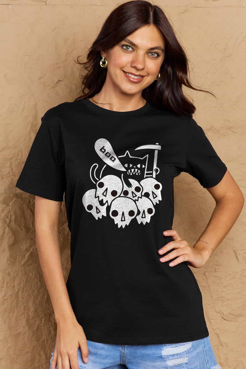 Priscilla Full Size Graphic BOO Cotton T-Shirt