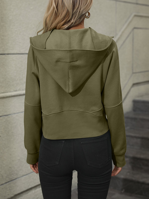 Selena Zip-Up Raglan Sleeve Hoodie with Pocket