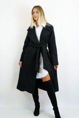 Nicole Long Teddy Coat in Ivory/Black
