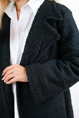 Nicole Long Teddy Coat in Ivory/Black