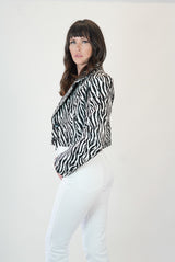 Sofia Zebra-Print Crop Blazer
