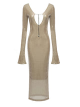 Hailey Deep V Long Sleeves Bodycon Dress