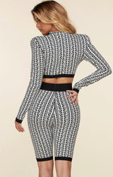 Kaisy Black and White Geometric Print Two Piece Set