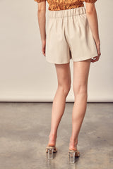 Julia Leather Short Pants in Ivory