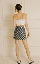 Charlotte Feather Top in White/Black