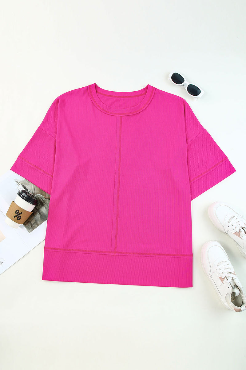 Lorraine Plus Size Round Neck Dropped Shoulder Tee