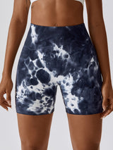 Jocelyn Tie Dye Wide Waistband Slim Fit Sports Shorts