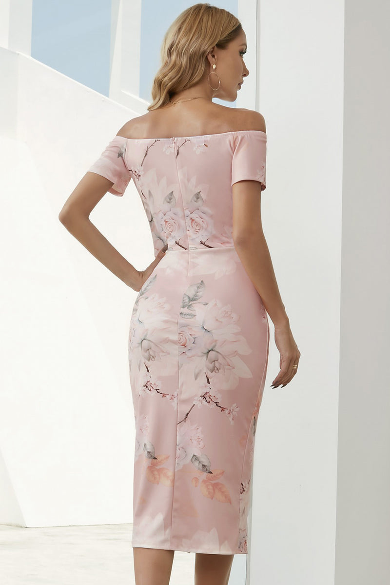 Cecilia Printed Off-Shoulder Split Dress