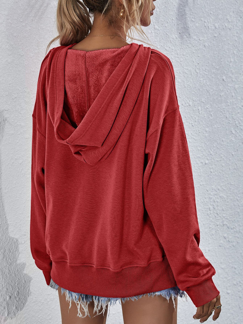 Viola Dropped Shoulder Slit Hoodie