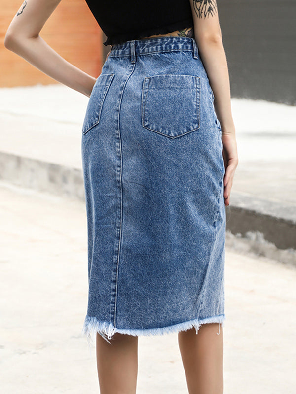 Elisa Slit Denim Skirt