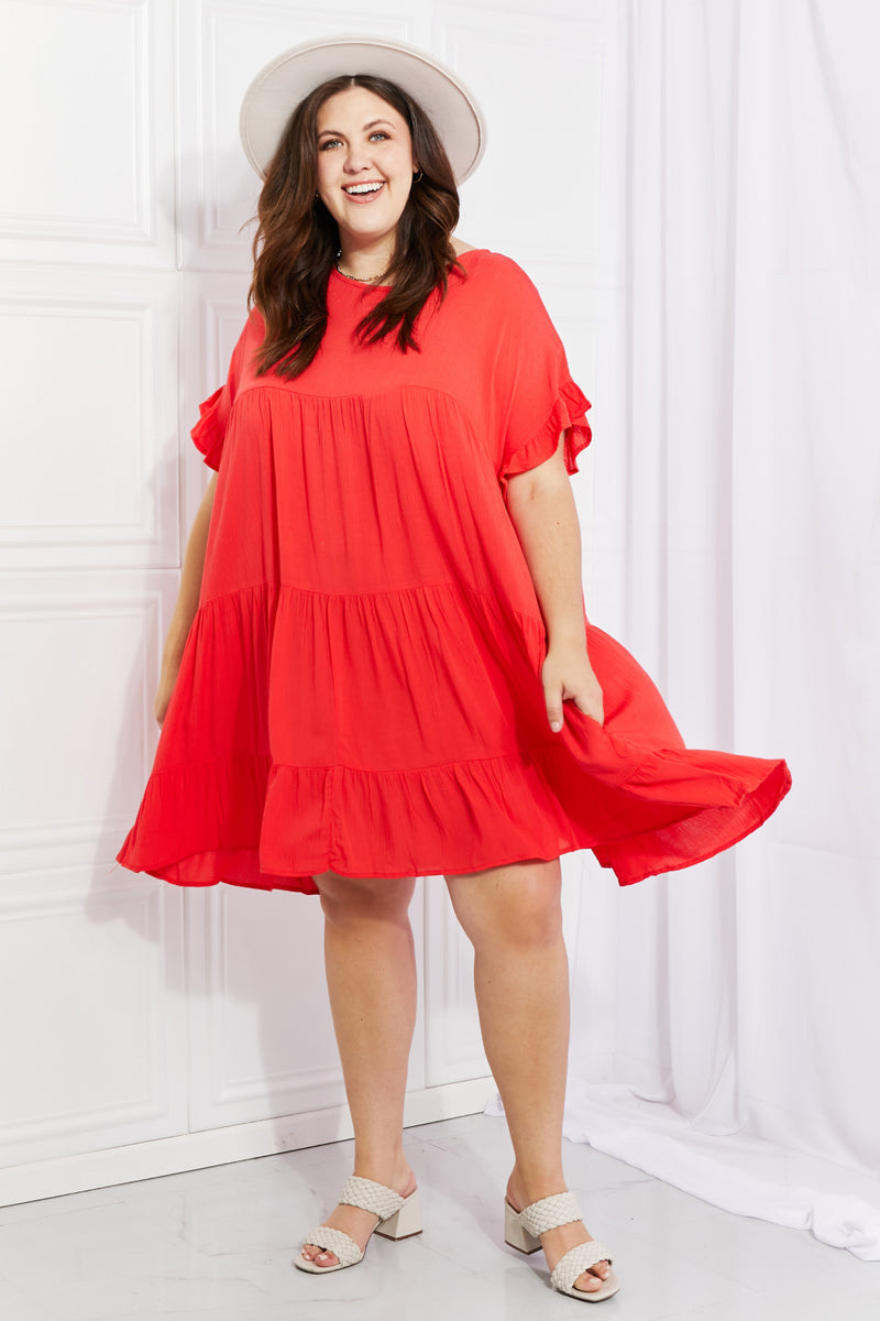 Tessa Full Size Tulip Fields Tiered Midi Dress