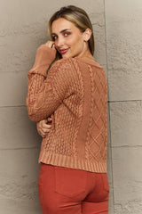 Heather Soft Focus Full Size Wash Cable Knit Cardigan