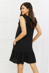 Nova Full Size Ruffle Mini Dress in Black