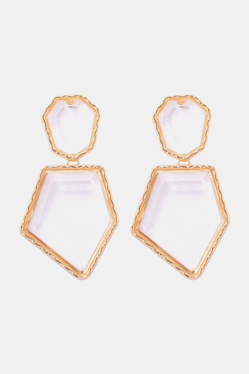 Luisa Geometrical Shape Zinc Alloy Frame Resin Dangle Earrings