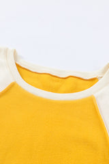 Yasmin Round Neck Dropped Shoulder Color Block Sweatshirt
