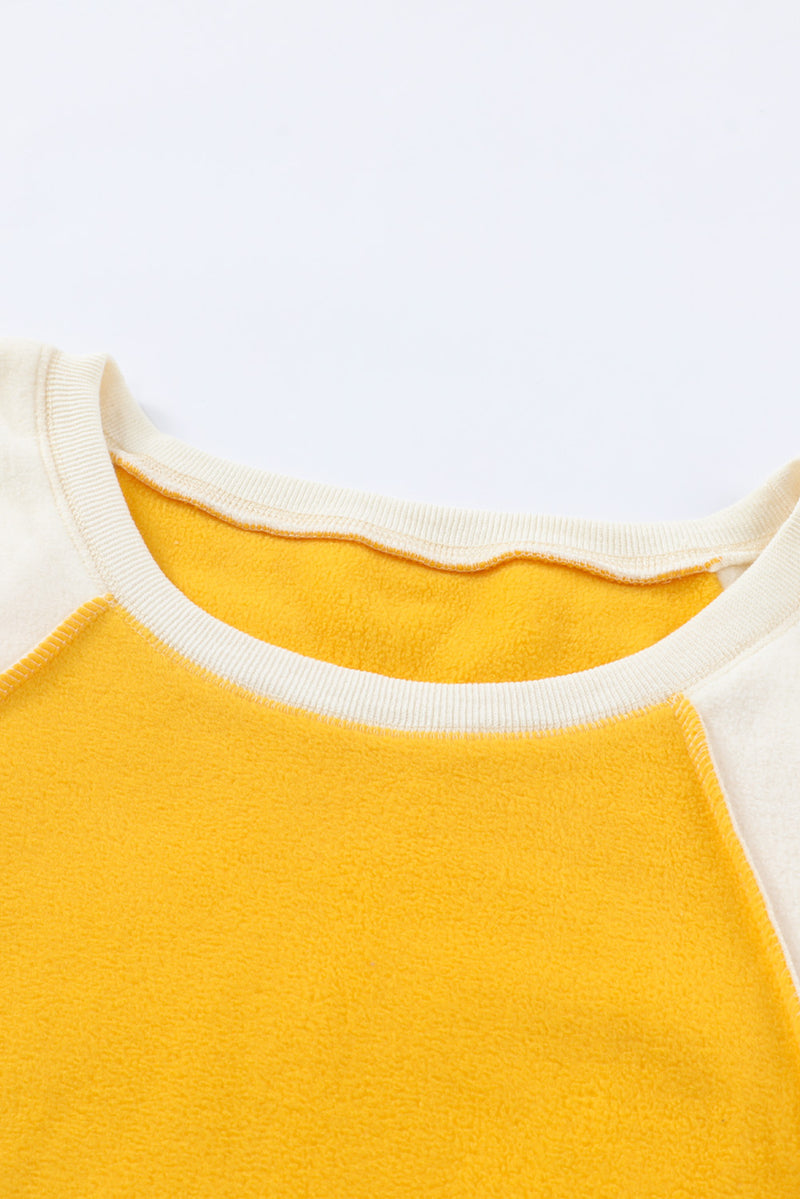 Yasmin Round Neck Dropped Shoulder Color Block Sweatshirt