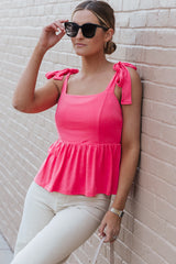 Genevieve Tie Shoulder Babydoll Tank