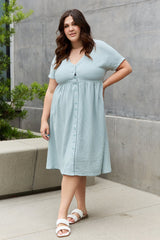 Keira Full Size Button Down Midi Dress