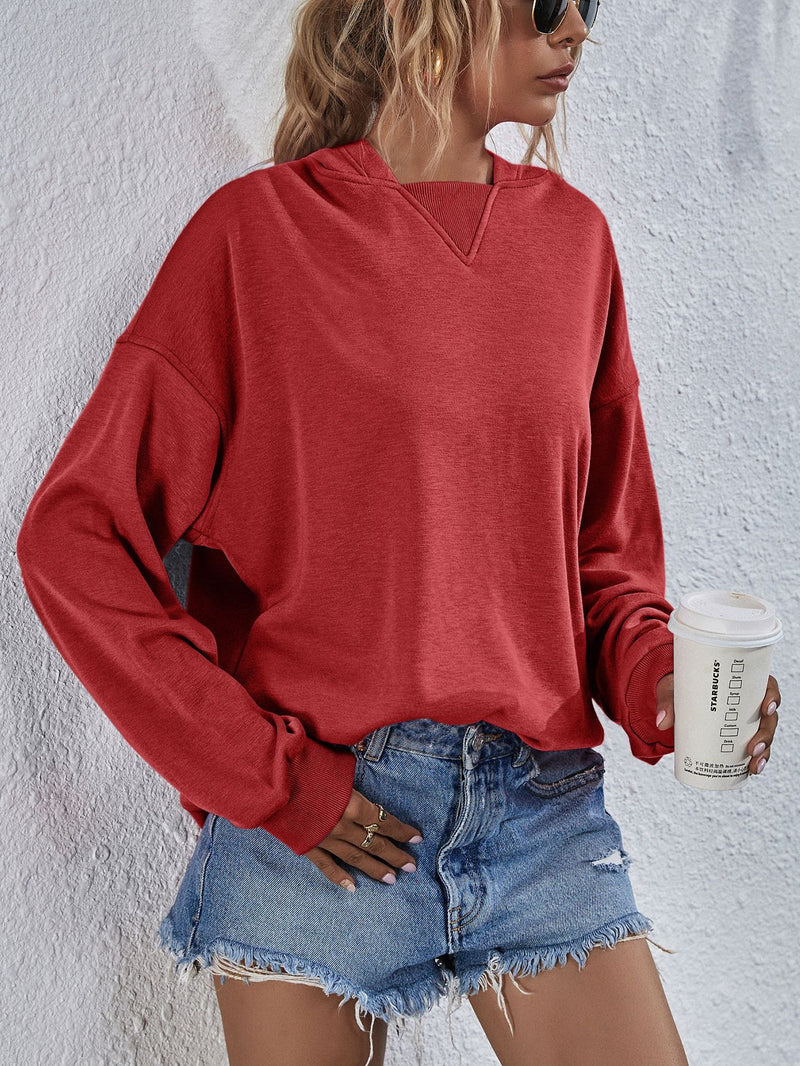 Viola Dropped Shoulder Slit Hoodie