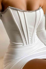 Rhinestone Trim Off-Shoulder Bandage Dress