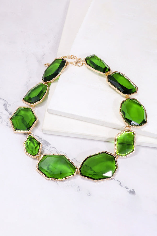 Kathryn Geometrical Shape Zinc Alloy Frame Resin Necklace