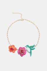 Angelina Flower & Bird Rhinestone Decor Necklace