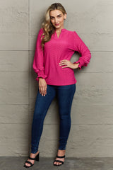 Sylvie Notched Neck Flounce Sleeve Blouse