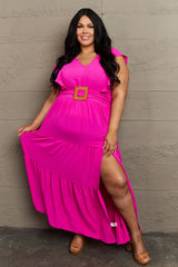 Amber Plus Size Tiered Side Slit Maxi Dress