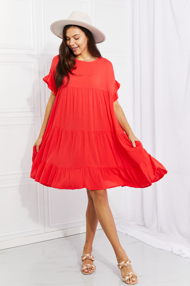 Tessa Full Size Tulip Fields Tiered Midi Dress