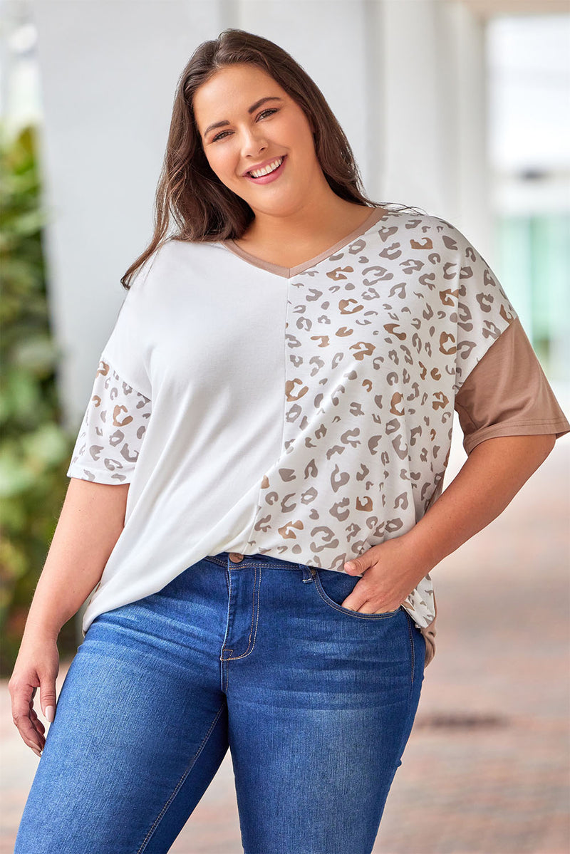 Lucy Plus Size Leopard V-Neck T-Shirt