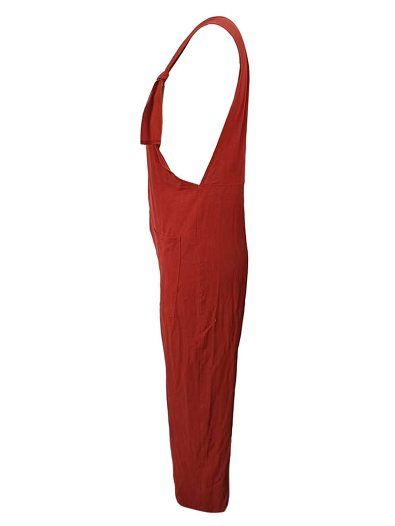 Anaya Sleeveless Straight Neck Pocketed Jumpsuit