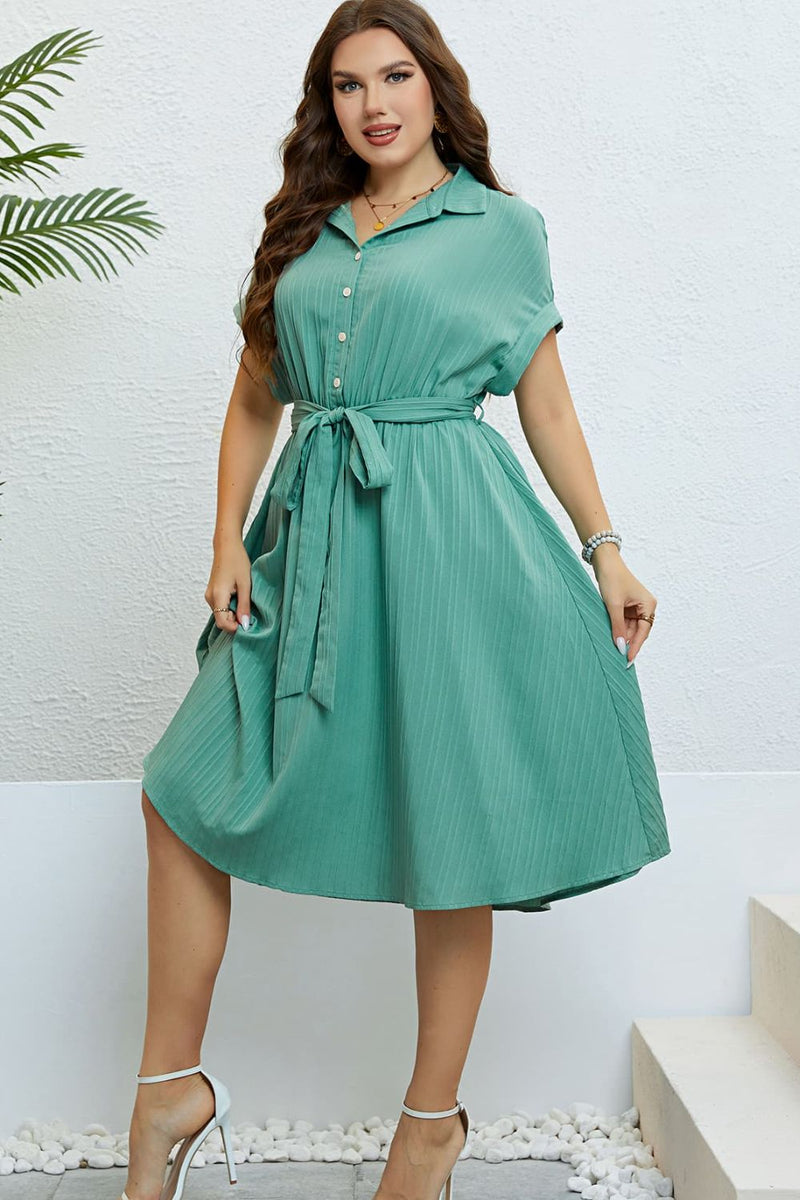 Marlee Buttoned Tie-Waist Shirt Dress