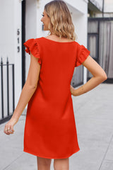 Zora Ruffled V-Neck Flutter Sleeve Dress