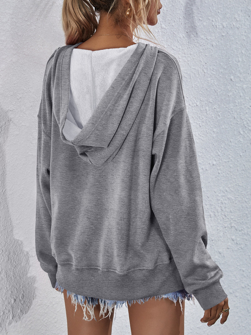 Viola Dropped Shoulder Slit Hoodie