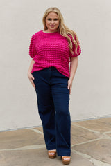 Iris Full Size Bubble Textured Puff Sleeve Top