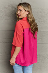 Bonnie Two-Tone Button Front Dropped Shoulder Shirt