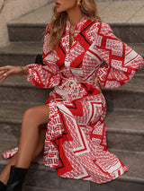Giselle Printed Long Sleeve Midi Dress