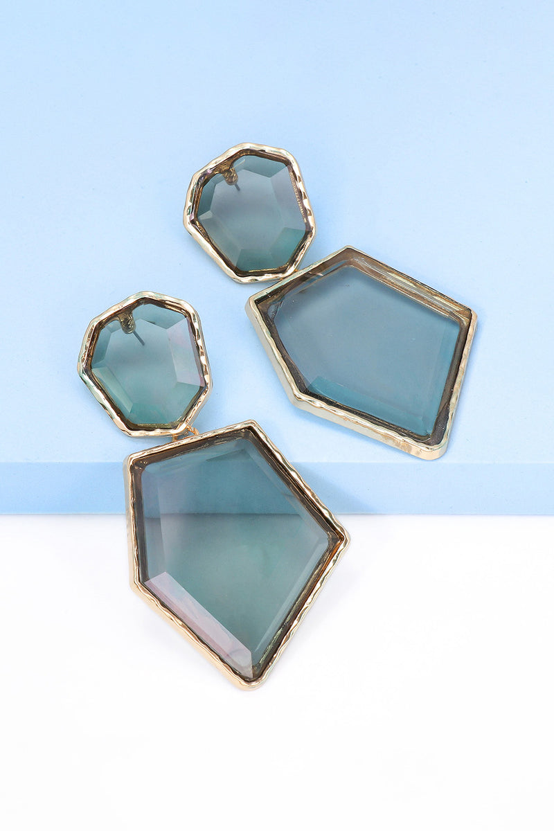 Luisa Geometrical Shape Zinc Alloy Frame Resin Dangle Earrings