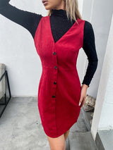 Mikayla V-Neck Sleeveless Buttoned Dress