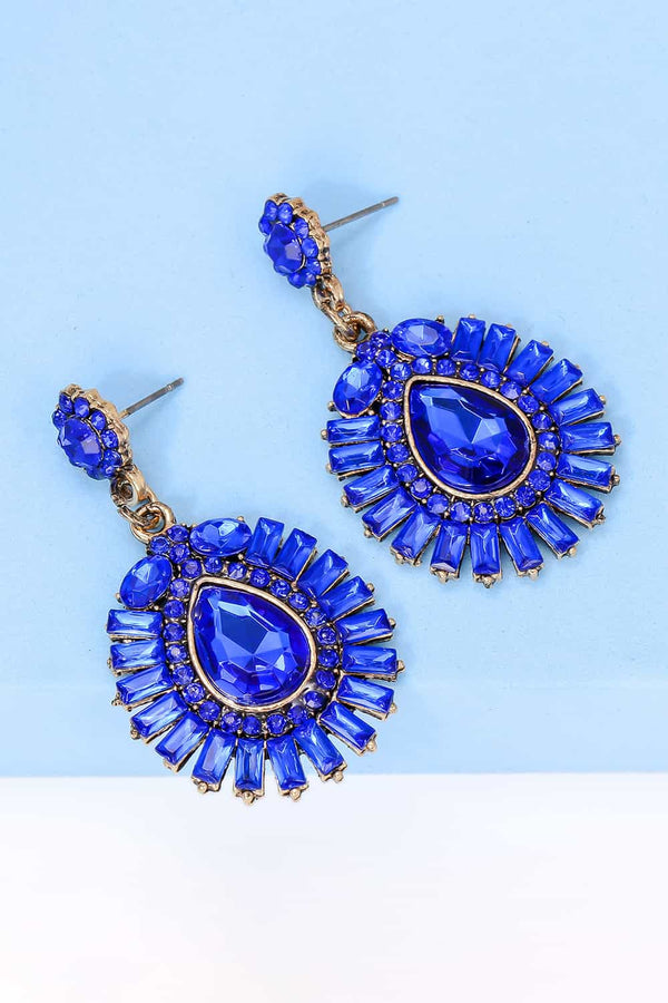 Blake Teardrop Shape Glass Stone Dangle Earrings